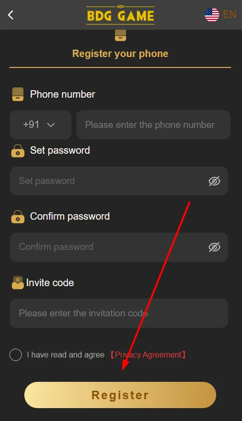  Click the register button 